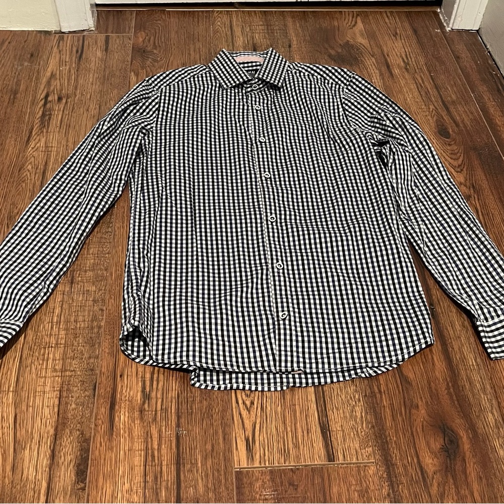 H&M Mens Size Small Gingham Check Slim Fit Shirt